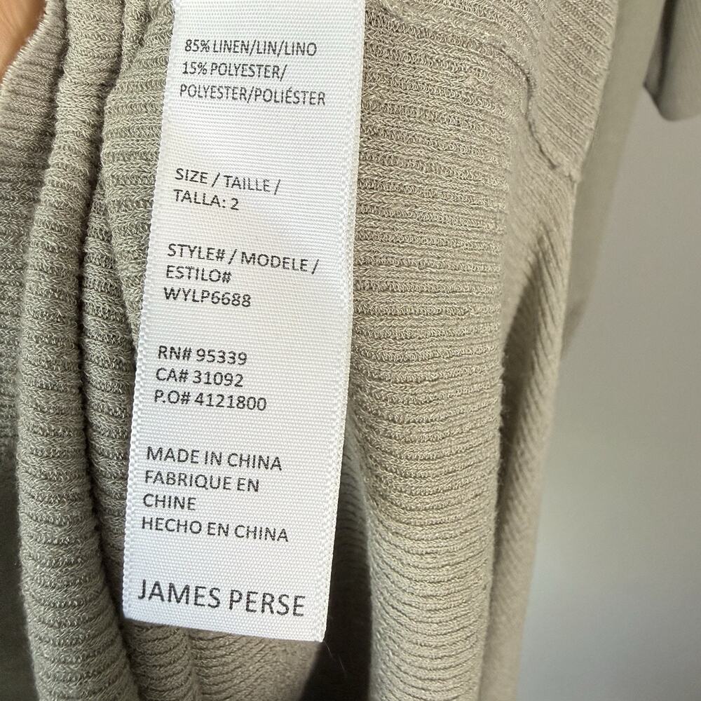 James Perse Shirt Dress Midi Linen Blend Womens Size 2 Medium Collared Taupe NEW - Picture 7 of 7